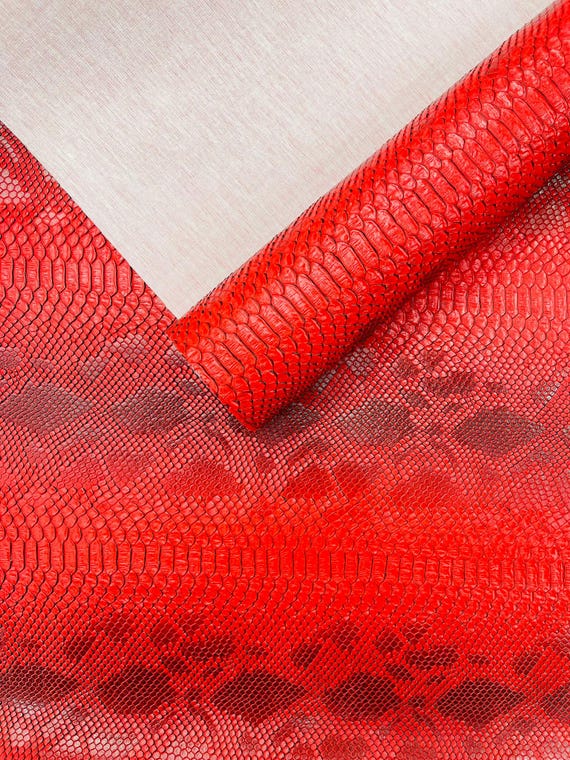 Dark Red Viper Snake Skin Texture Faux Leather Fabric| 54" Wide| Upholstery| Bags.