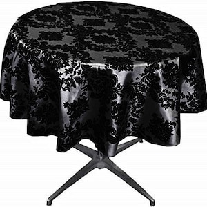 Black Taffeta Flocking Damask Table Rounds for Wedding, Bridal Shower/Baby Shower, Dinner, Special Events/Home Decor.