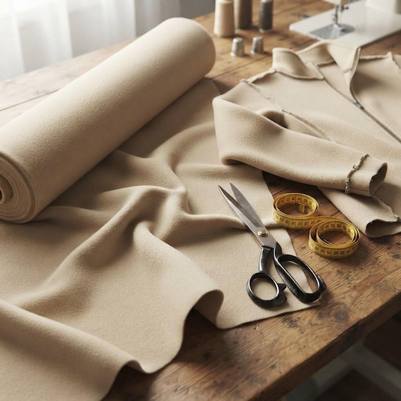 Beige Solid Polar Fleece Fabric Anti-Pill 58" Wide | Soft Polyester Blanket, Jacket.