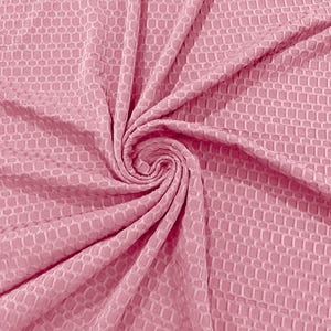 Pink Honeycomb 4-Way Stretch Knit Fabric for Leggings, Athletic Wear, Work Out Gear, Biker Fabric By The Yard.