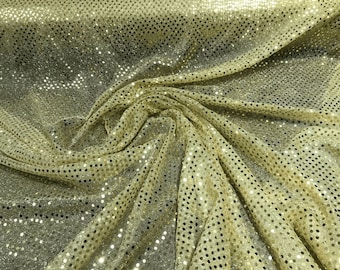 44/45" Wide Faux Sequin Light weight Knit Fabric Shiny Dot Confetti for Sewing Costumes Apparel Crafts Sold by The Yard. Gold