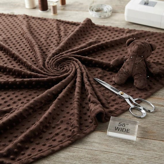 Brown Minky Dot Fabric, 100% Polyester 58" Wide| Stuff | Blankets Sold by the Yard