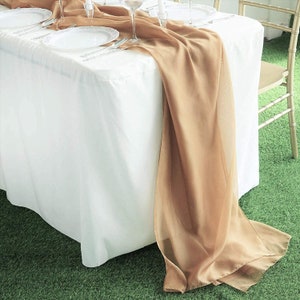 Gold Chiffon Table Runner Extra Long, Wedding Runners, Holiday Table Runners, Long Table Runners.