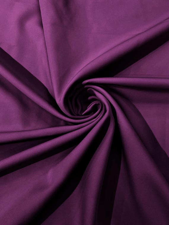 Plum Dull 4 Way Stretch Crepe Fabric/Medium Crepe-Bridal Fabric/Apparel Fabric/Polyester Crepe-Spandex