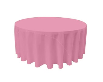 Mantel de popelina de poliéster redondo liso color rosa Mexi sin costuras.