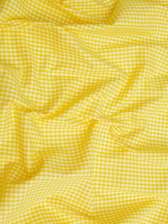 Yellow Gingham 1/8" Checkered Poly Cotton 58" Wide Fabric- Sold by the yard
