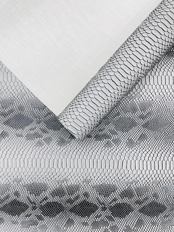 Silver Viper Snake Skin Texture Faux Leather Fabric| 54" Wide| Upholstery| Bags.