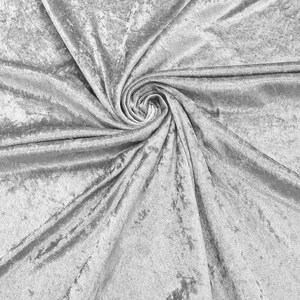 Silver 59/60&quot; Wide Crushed Stretch Panne Velvet Velour Fabric Sold By The Yard.