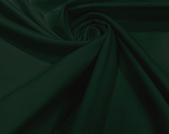 Dark Hunter Green Matte Stretch Lamour Satin Fabric 58" Wide/Sold By The Yard. New Colors