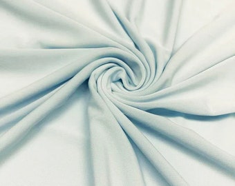 ITY-stof polyestergebreide jersey 2-way stretch spandex. Wordt op maat gesneden. Poederblauw