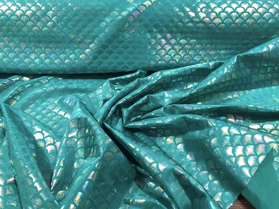 Mermaid Iridescent Illusion Spandex Fabric Fish Scale 4 Way Stretch ...