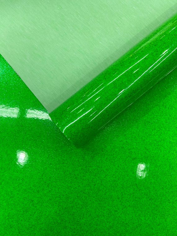 Neon Green Ultra Sparkle Glitter Upholstery Vinyl Fabric / Crafting Apparel Upholstery Vinyl Fabric 54" Wide.