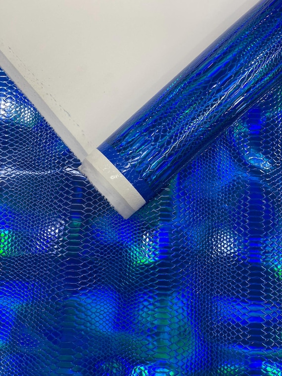 Royal Blue Snake Vinyl Fabric Upholstery Crafting Accessories Applications Snake Iridescent/Snake Viper Holographic Embossed PVC.