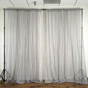2 Panels - Polyester See Through Chiffon Backdrop Drape Curtain Panel ( Silver