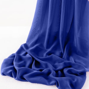 Royal Blue 5 Yards Chelsea Wool Dobby Chiffon Fabric/58&quot; Wide Sheer Fabric/Solid Color Draping Fabric for Wedding Party Easter Backdrop.