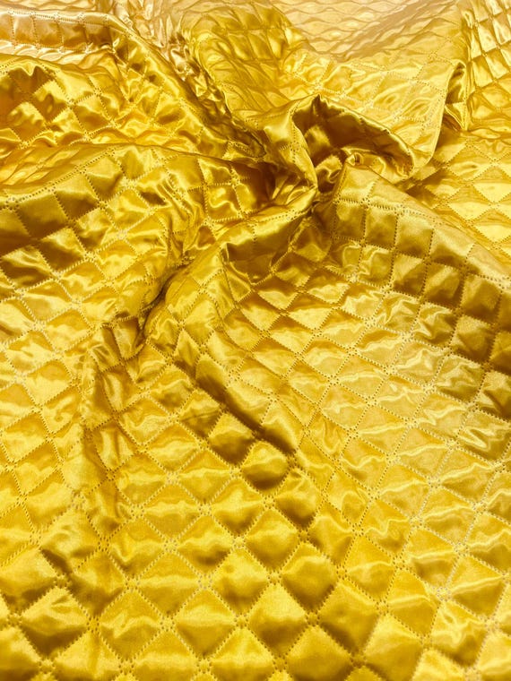 Gold Quilted Satin Fabric | Diamond Pattern, 58" Wide