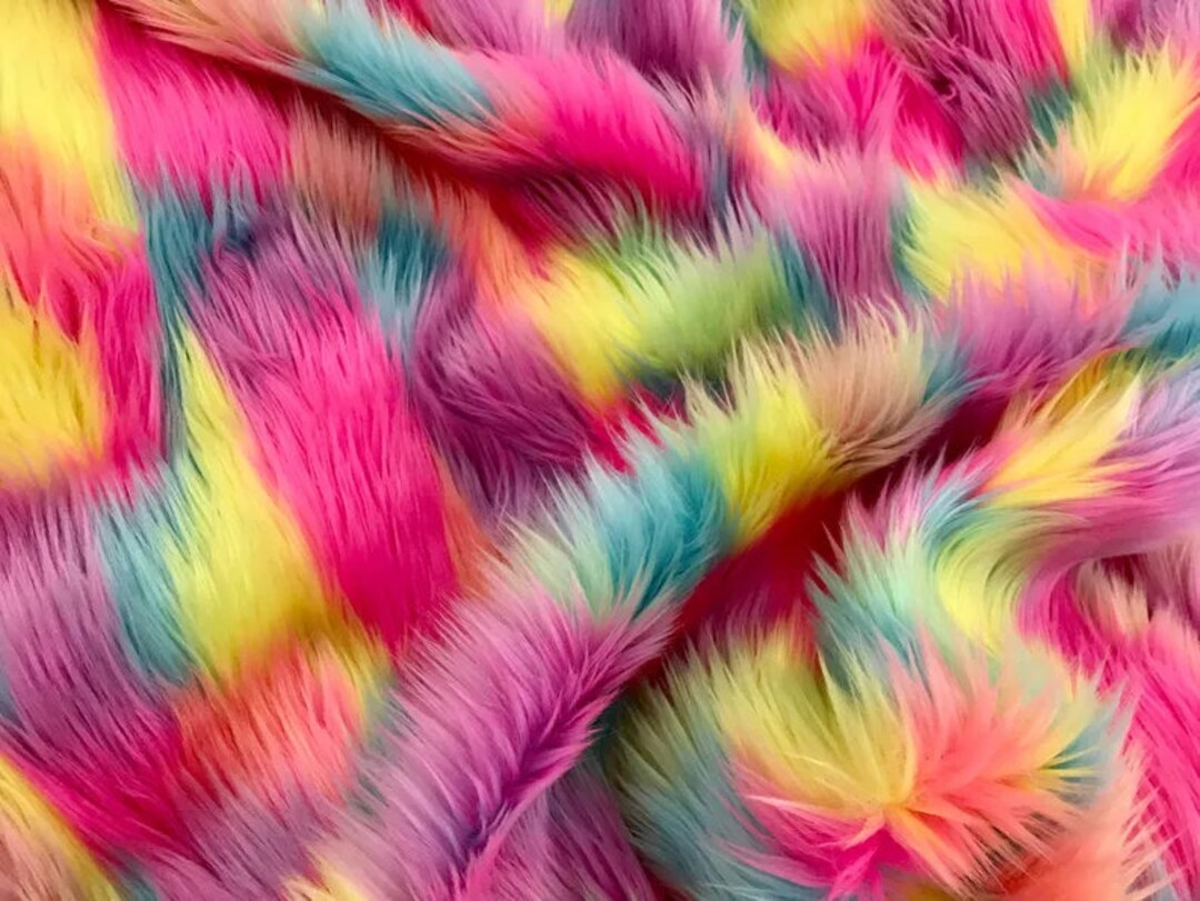 Cotton Candy Design Shaggy Faux Fun Fur- 2 Tone Super Soft Fur. Sold By Yard Pink/Off White main image 1