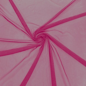 Hot Pink 58/60&quot; Wide Solid Stretch Power Mesh Fabric Spandex/ Sheer See-Though/Sold By The Yard.