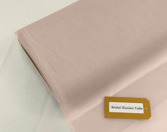 Light Blush Bridal Illusion Tulle 108&quot;Wide Polyester Premium Tulle Fabric Bolt.