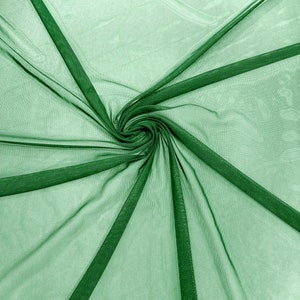 Green 58/60&quot; Wide Solid Stretch Power Mesh Fabric Spandex/ Sheer See-Though/Sold By The Yard.