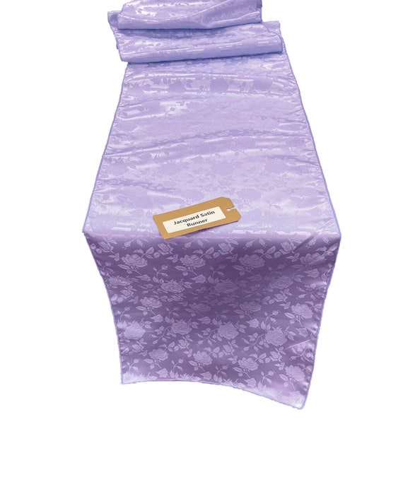 Lavender Jacquard Satin Roses Runner, Party Supply / Wedding / Decoration.