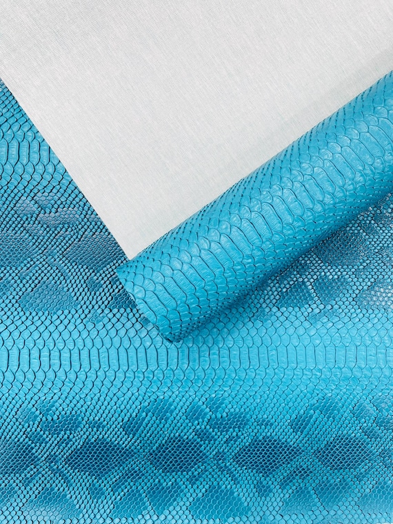Turquoise Viper Snake Skin Texture Faux Leather Fabric| 54" Wide| Upholstery| Bags.