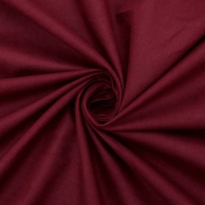58-59&quot; Wide Premium Light Weight Poly Cotton Blend Broadcloth Fabric Sold By The Yard. Burgundy