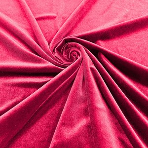 Hot Pink 60&quot; Wide 90% Polyester 10 percent Spandex Stretch Velvet Fabric for Sewing Apparel Costumes Craft, Sold By The Yard.