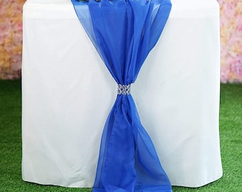 Royal Blue Chiffon Table Runner Extra Long, Wedding Runners, Holiday Table Runners, Long Table Runners.