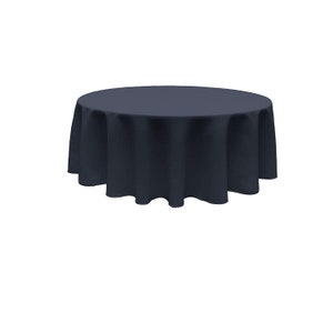 Navy Blue Solid Round Polyester Poplin Tablecloth Seamless.