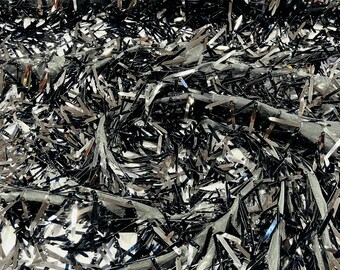 Iridescent sequin Swords Design on black mesh, Burning Man Costume Craft Fabric By The Yard. Black main image 0