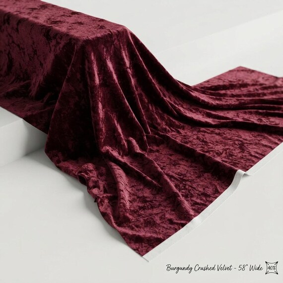 Burgundy 59/60" Wide Crushed Stretch Panne Velvet Velour Fabric Sold By The Yard.
