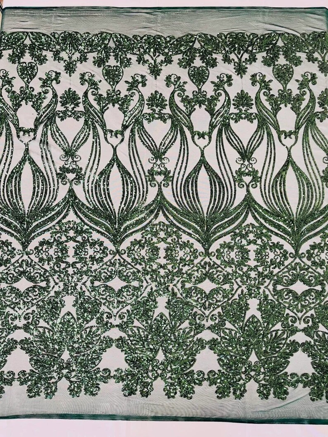 New Red shiny sequin damask design on a 4 way stretch mesh-sold by the yard. main image 0