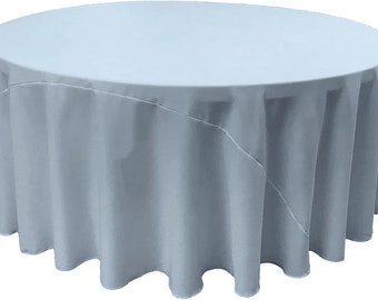 Round Plastic Tablecloth – 84-Inch Diameter, Light Blue, Disposable Party Cover For Easy Cleanup