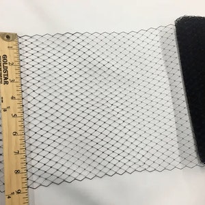9 Inches Birdcage Bridal Veil Netting- French Net Trim-Prom-Wedding-Hats-Bridal-Nightgowns-Decorations-Sold By The Yard. Black