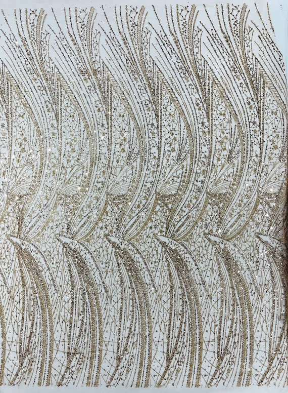 Rose Gold Geometric Fashion Glitter Design On A Mesh Lace Fabric| 58" Wide| Prom Dresses.