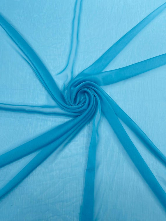 Turquoise Chiffon Two Tone Sheer Fabric, Sold by The Yard