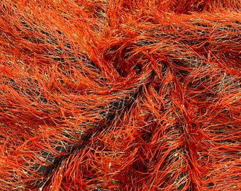 Rust Shaggy Faux Ostrich Feather Fringe Fabric - By The Yard
