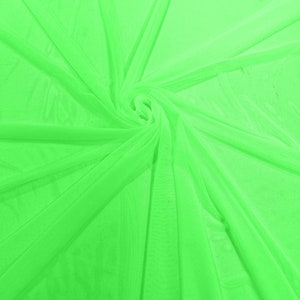 Neon Lime 58/60&quot; Wide Solid Stretch Power Mesh Fabric Spandex/ Sheer See-Though/Sold By The Yard.