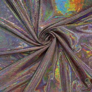 Purple Oil Slick Iridescent Foggy Foil Stretch Velvet By The Yard/58&quot; Wide Velvet Fabric | Foiled Velvet 4 Way Stretch.