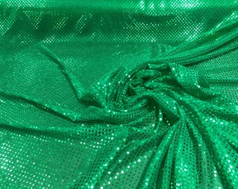 44/45" Wide Faux Sequin Light weight Knit Fabric Shiny Dot Confetti for Sewing Costumes Apparel Crafts Sold by The Yard. Emerald Green