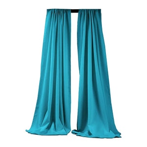 Turquoise 2 Panels Backdrop Drape, All Sizes Available in Polyester Poplin, Party Supplies Curtains.