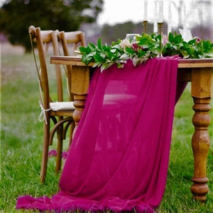 Magenta Chiffon Table Runner Extra Long, Wedding Runners, Holiday Table Runners, Long Table Runners.