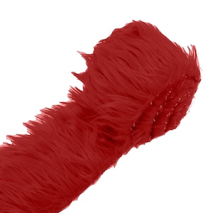Dark Red Long Pile Soft Faux Fur Fabric STRIP for Fur suit, Cosplay Costume, Photo Prop, Trim, Throw Pillow, Crafts.