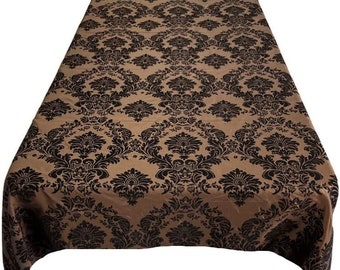 Mantel rectangular - Mantel decorativo de tafetán de poliéster damasco (negro sobre marrón)