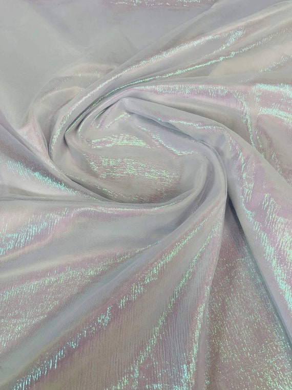 Irridescent Crush Shimmer Organza White, Fabric by the Yard