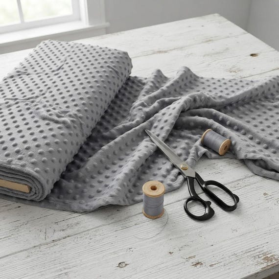 Gray Minky Dot Fabric, 100% Polyester 58" Wide| Stuff | Blankets Sold by the Yard