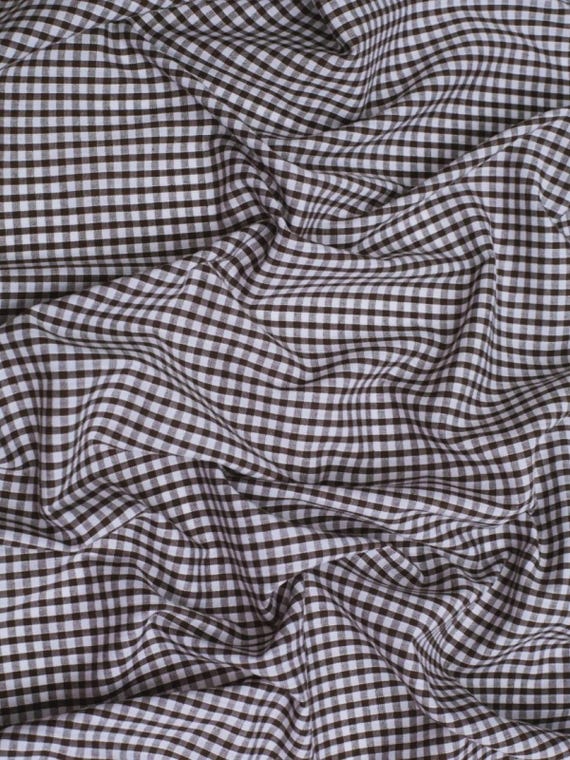 Brown Gingham 1/8" Checkered Poly Cotton 58" Wide Fabric- Sold by the yard
