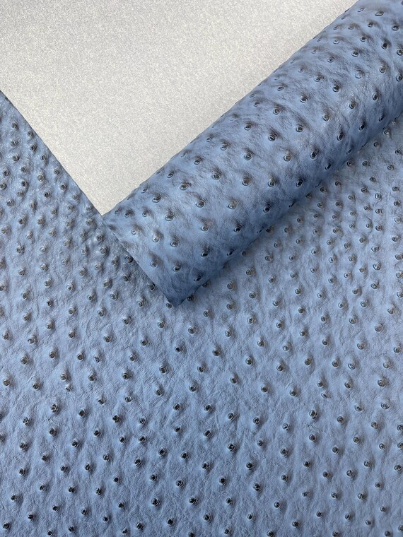 Denim Blue Classic Ostrich Upholstery Vinyl Fabric / Faux Leather Accessories Crafting Apparel Upholstery Vinyl Fabric 54" Wide.