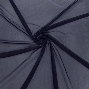 Navy Blue 58/60&quot; Wide Solid Stretch Power Mesh Fabric Spandex/ Sheer See-Though/Sold By The Yard.